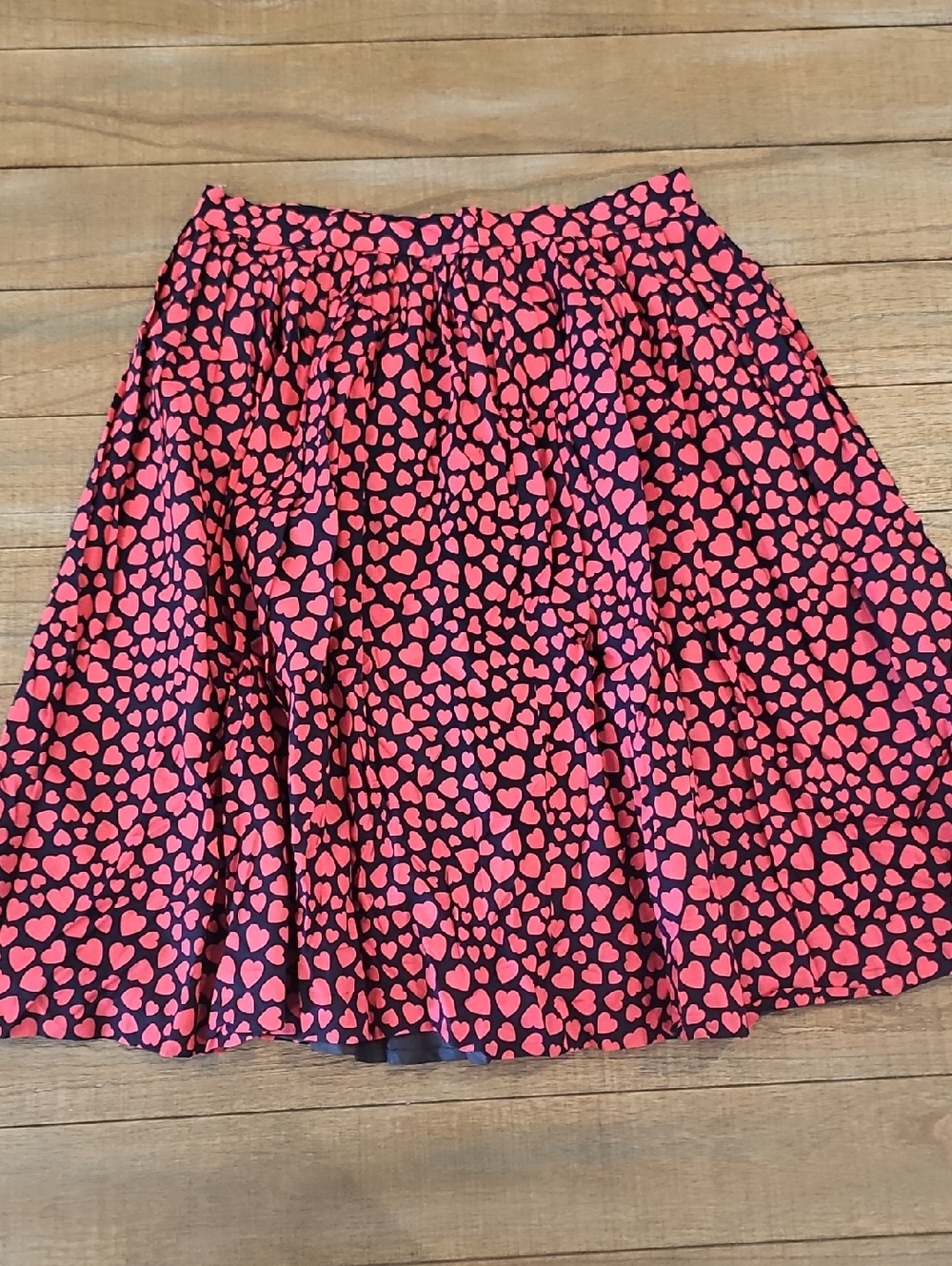 J. Crew Pink Heart-Print Skater Skirt